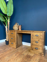 Rustic Pine Double Pedestal Dressing Table